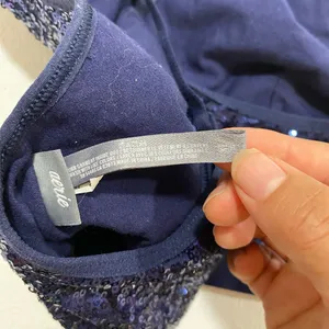Aerie Navy Blue Sequin Sports Bra Sparkle Racerback Party Y2K thumbnail 4