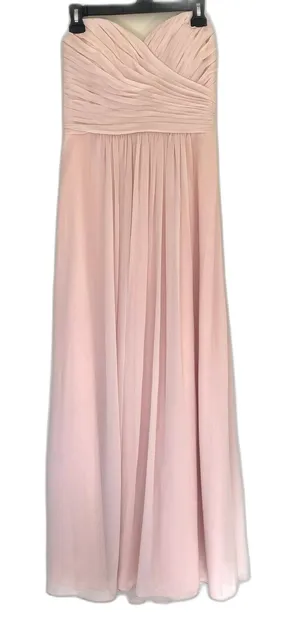 Bill Levkoff Bridesmaid's Dress Strapless Sweetheart Chiffon Gown Pink Size 12‎ thumbnail 1