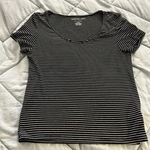American Eagle Outfitters Black and White Striped Tee thumbnail 1
