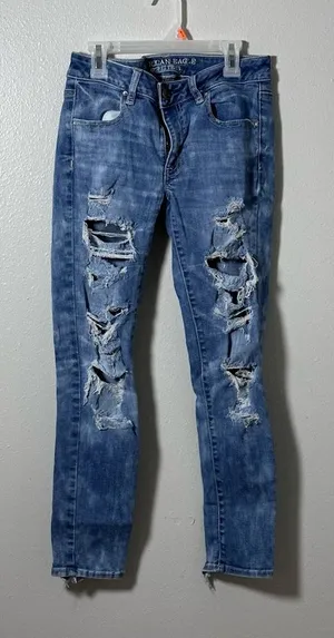 American Eagle Women Denim Light Blue Super Stretch Ankle Jegging Jeans‎ size 6 thumbnail 1