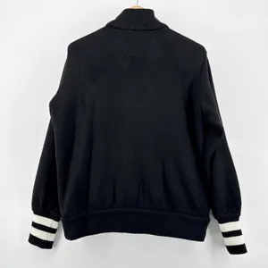P.J. Salvage Black Quilted Babe Jacket Ribbed‎ Knit Sleeve Varsity Bomber Medium thumbnail 8