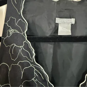 Ann Taylor Linen Black Floral Midi Dress Size 14 thumbnail 7