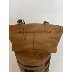 Tignanello Tan Pebbled Leather Shoulder Bag Buckle Detail Tote Cognac thumbnail 5