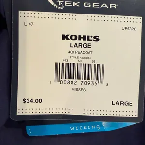 Tek Gear Women’s Large Navy Wicking Track Pants Wide‎ Leg Drawstring NWT L thumbnail 9