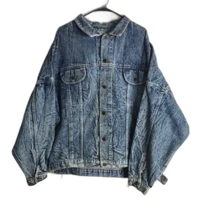 Vintage Tiger Fox Acid Wash Denim Jean Jacket size large‎ oversized thumbnail 1