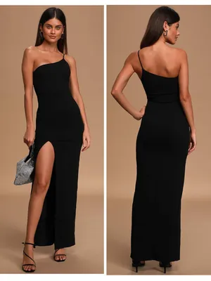 Lulus Keeper of My Heart Black One-Shoulder Maxi Dress Size Small Formal Wedding thumbnail 2