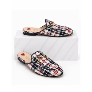 Gucci Princetown Tweed Mules Horsebit Gardenia Ink Blue Size 36.5 thumbnail 2