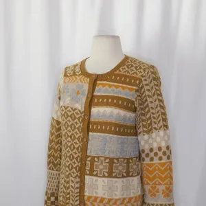 GUDRUN SJODEN Floral Patchwork Cardigan Sweater Wool Buttons Retro X-Small thumbnail 5