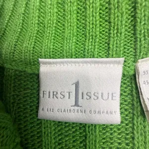 First Issue by Liz Claiborne Lime Green Cable Knit 1/4 Zip Mock Neck Sweater Lar thumbnail 2