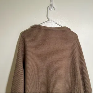 Women's One‎ Size Open Front Circle Cardigan Sweater Brown Ribbed Short Sleeve thumbnail 6