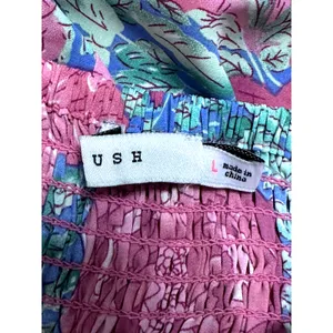 Lush Floral Hatler Midi Dress Pink Green Botanical Print Dress L NWT Beach Ready thumbnail 9