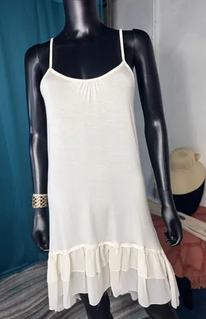 Grace & Lace‎ Cream Ruffle Slip Dress Sleeveless Casual Summer Dress Size S thumbnail 1