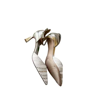 NEW Franco Sarto Taros Metallic Ankle Strap Pump SZ-9.5 White Tan thumbnail 10