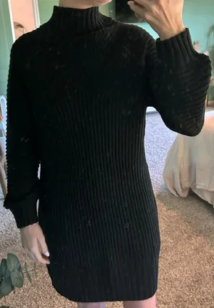 Black High Neck Sweater Dress thumbnail 1