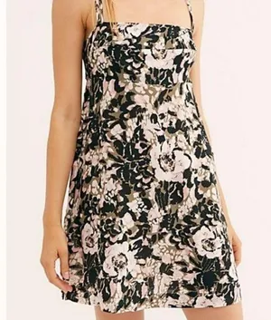 Free People Intimately People Floral Dress Green and Pink Size Small thumbnail 1