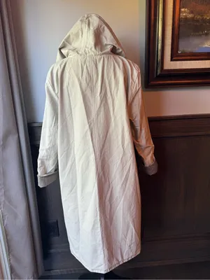 Eileen Fisher cream & gray reversible Hooded Trench Coat thumbnail 5