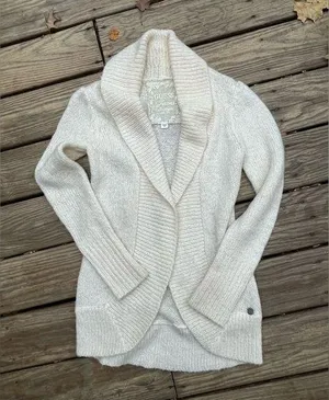 Guess Jeans Cream Plush Cardigan Women’s Size Medium thumbnail 1