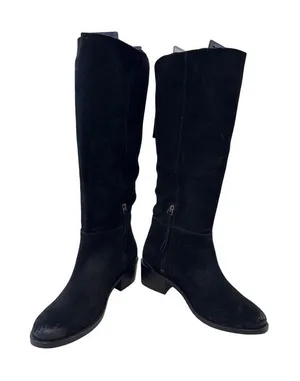 Naughty Monkey Womens Black Suede Leather Riding Boots Size 8.5 SKU 7436 thumbnail 1