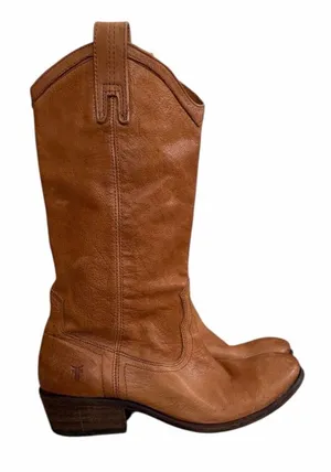 Frye Carson‎ Mid-Calf Leather Boots Tan #77687 Women's Size 7.5B thumbnail 1