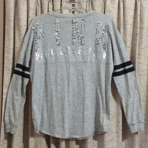 PINK Victoria's Secret V-Neck Long Sleeve Bling Tee thumbnail 4