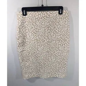 J.Crew Tan White Leopard Print Cotton Pencil Skirt Women 6 Professional Office thumbnail 2