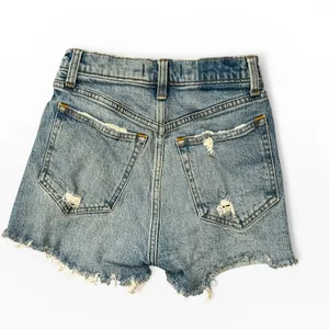 Abercrombie & Fitch Curve Love‎ High Rise Mom Shorts Distressed Light Wash 00/24 thumbnail 2