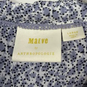 Maeve Anthropologie Womens Sz L Blue Floral Polka Dot V Neck Sleeveless Blouse thumbnail 6