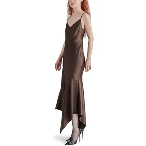 Steve Madden Lucille Slip Dress in Dark Espresso Xsmall New Womens Satin Midi thumbnail 11