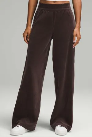 Lululemon Scuba Mid-Rise Wide-Leg Pant Velvet Cord Espresso size 10 thumbnail 1