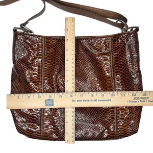 Vintage Brighton Set Brown Snake Print Purse Bag Slouchy Leather Matching Wallet thumbnail 15