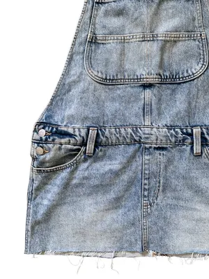 NWT Wild Fable Light Wash Denim Mini Skirtall Overall Dress thumbnail 9
