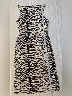 H&M Midi Dress Zebra Print Size L Women’s Black and Cream NWT thumbnail 11