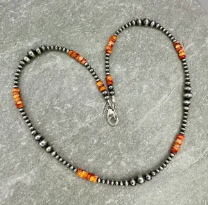 18” 3-6mm Navajo Style Sterling Silver Pearls Necklace thumbnail 1