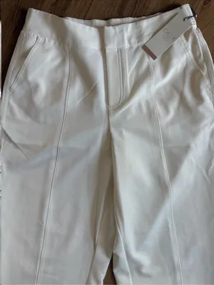 NWT CALIA Crepe Wide Leg High Rise Pants Ivory Size Medium Retail $88.00 thumbnail 3