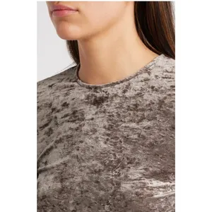 FRAME Crushed Velvet Long Sleeve Top Dusk Taupe Size‎ Medium thumbnail 7