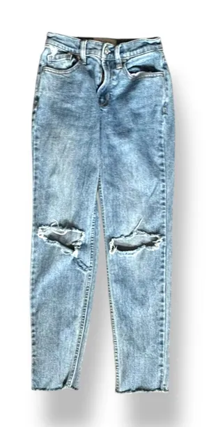 PacSun Vintage Icon Distressed Skinny Jeans Light‎ Wash Raw Hem 23 Inch Waist thumbnail 1