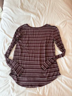 American Eagle Soft & Sexy Dark Red Striped Long Sleeve Tee Size XS thumbnail 2