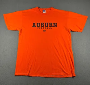 Vtg Auburn Tigers Football T Shirt Medium Russell Athletic Orange NCAA Short Slv thumbnail 1