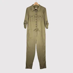 Sundance Womens Jumpsuit Green Wayside Roll Tab Sleeve Waist Tie Utility XS thumbnail 2