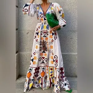 Aztec Patterned White Maxi Dress thumbnail 4