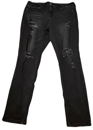 (Maurices) Black Distressed Skinny Jeans: Size XL-R thumbnail 1