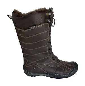 J41 Avery Boots Womens Size 8.5 Brown Faux Fur Winter Duck Boot Front Lace EUC thumbnail 1