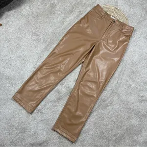 Abercrombie & Fitch Curve Love 90s Straight Ultra Hi Rise Pants Vegan Leather 31 thumbnail 4