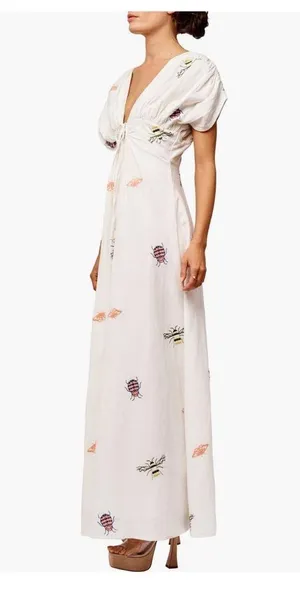 NWT Ciebon Selma Embroidered Plunge Neck Maxi Dress thumbnail 4