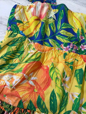 FARM Rio Caipirinha Mini Dress Tropical Fruit Flutter Sleeve Size Large thumbnail 6