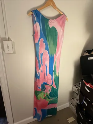 NWT Commense Monet Garden Print Sleeveless Long Dress extra large thumbnail 3