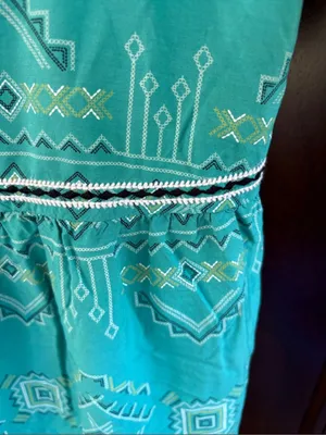 NWT Wrangler Retro Square Neck Aztec Print Top Teal Size Medium thumbnail 5
