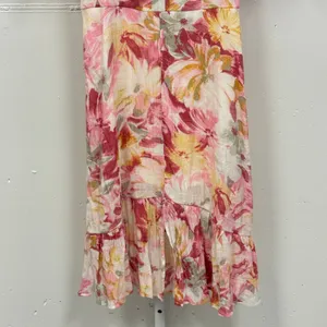 Boutique Luxology Floral Midi Dress Smocked Back Puff Sleeve‎ Size S Yellow Pink thumbnail 4