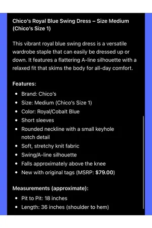 Blue Dress Chico's Women’s thumbnail 7