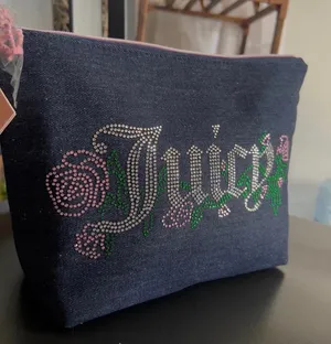 Juicy couture, Jean colored makeup bag, Rose detail thumbnail 1